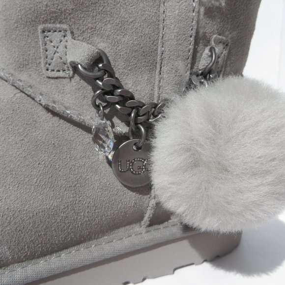 UGG Boots Women's Classic Short Charm 8 NEW Gray SEL Sheepskin Suede NIB - Picture 5 of 16